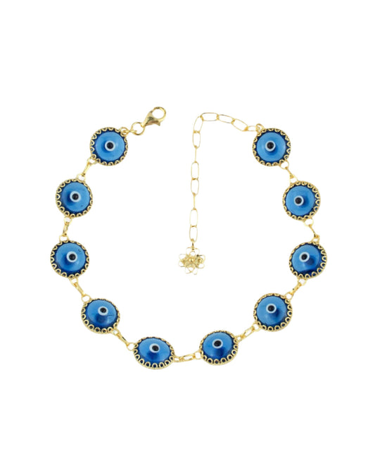 Luck X - Blue Evil Eye Bracelet - Gold