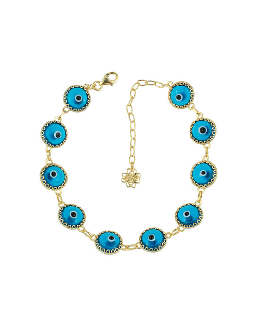 Balance X - Turquoise Evil Eyes Bracelet - Gold