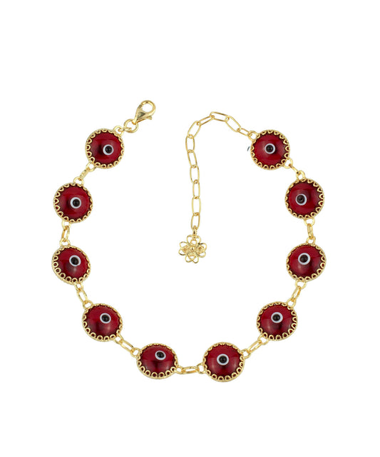 Strength X - Red Evil Eye Bracelet - Gold