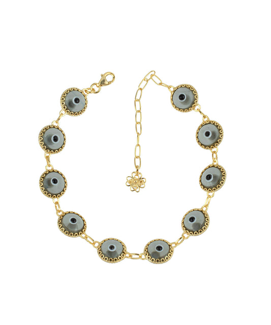 Protection X - Smokey Evil Eye Bracelet - Gold