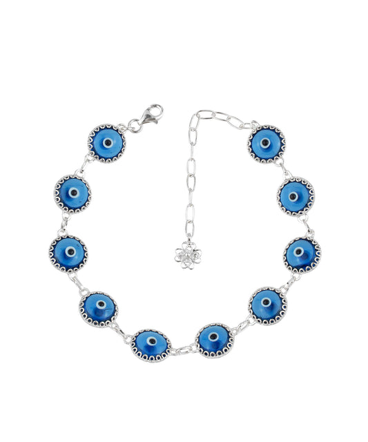 Luck X - Blue Evil Eye Bracelet - Silver