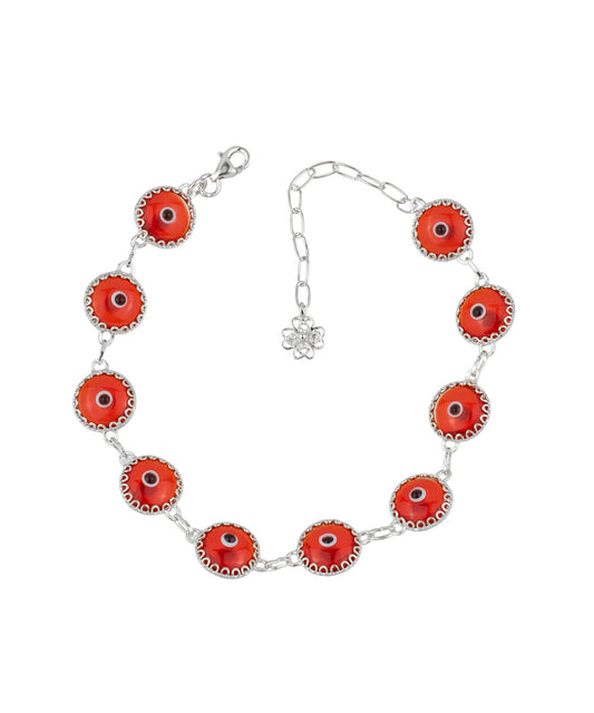 Courage X- Scarlet Evil Eye Bracelet - Silver