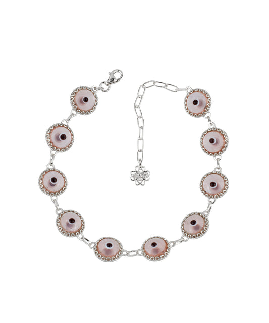 Connection X - Pink Evil Eye Bracelet - Silver