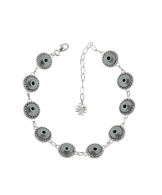 Protection X - Smokey Evil Eye Bracelet - Silver