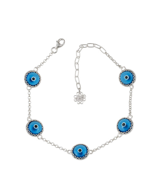 Luck - Blue Evil Eye Bracelet - Silver