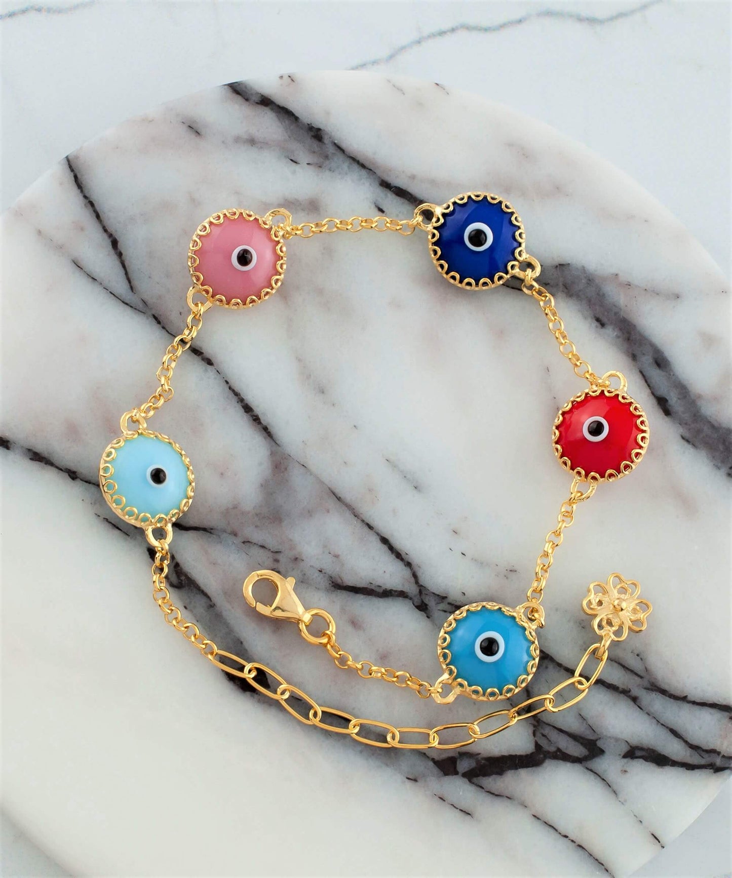 Harmony - Multi Color Evil Eye Bracelet - Gold