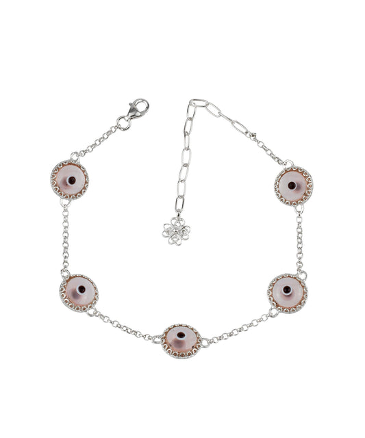 Connection - Pink Evil Eye Bracelet - Silver