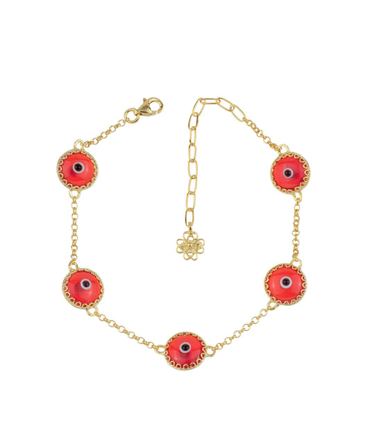 Courage - Scarlet Evil Eye Bracelet - Gold