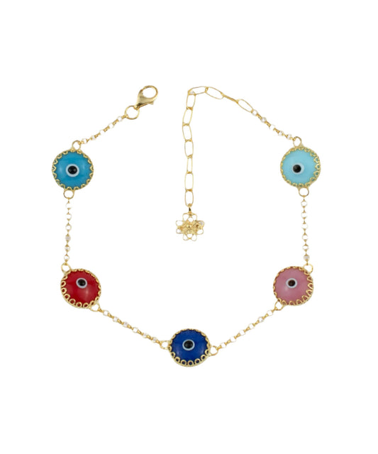 Harmony - Multi Color Evil Eye Bracelet - Gold