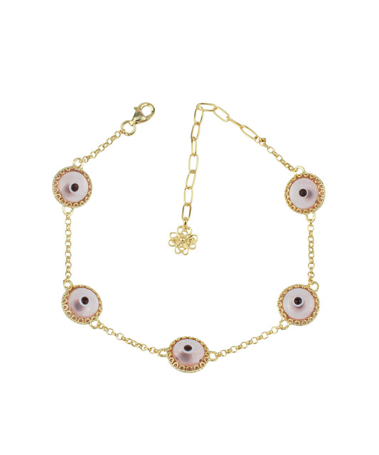 Connection - Pink Evil Eye Bracelet - Gold