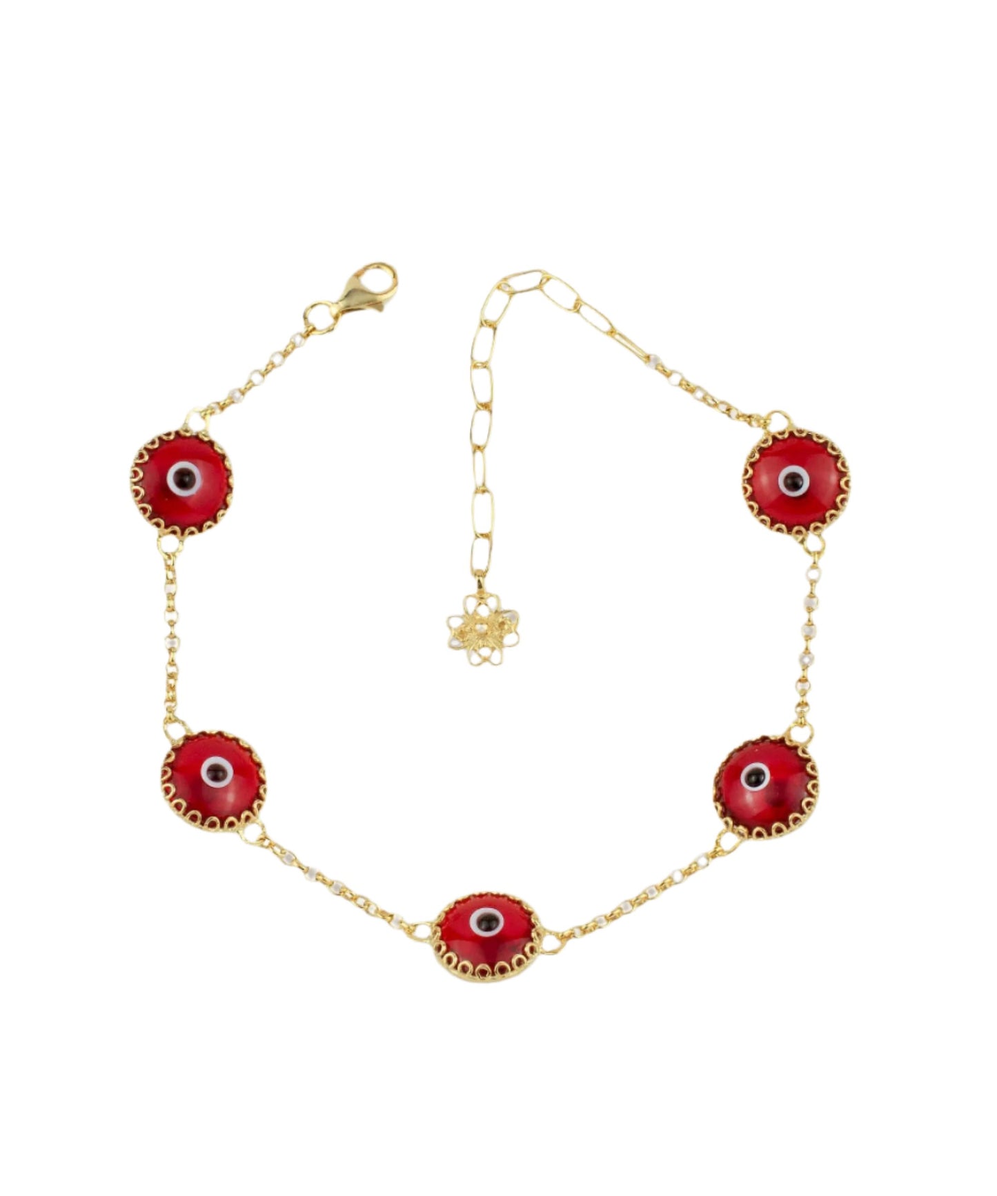 Strength - Red Evil Eye Bracelet - Gold